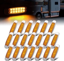 20PCS 12V Amber LED Side Marker Clearance Lights 6.4" 12 Diodes Waterproof BB12