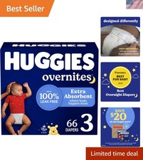 Overnites Size 3 Overnight Diapers, 66 Ct, 16-28 lbs - Extra Absorbency  Com...