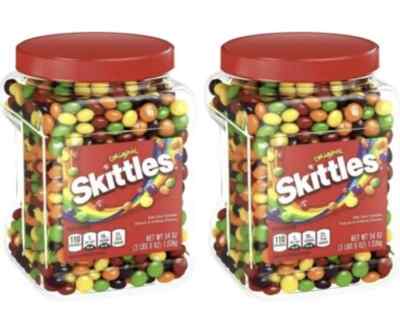 2 PACK Original Skittles 54 Oz ounce BULK TUBS JARS Bite size Candy Over 6 Lbs