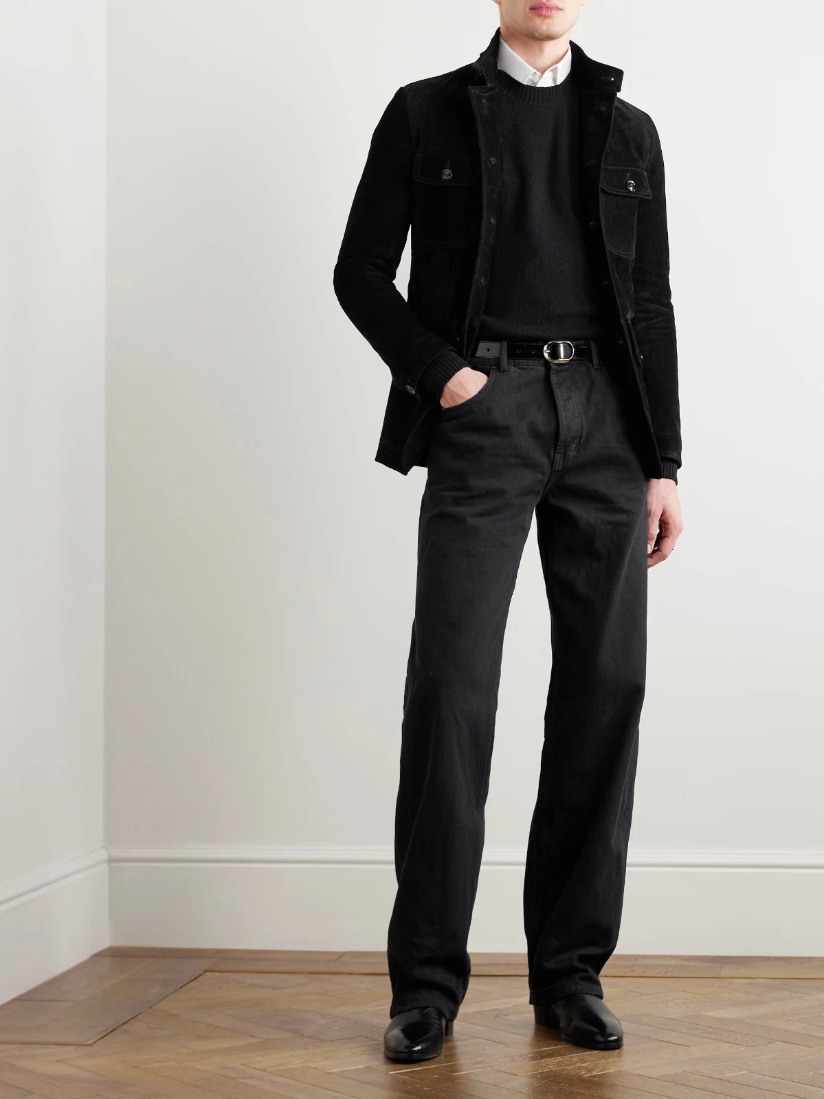 Field Leather Jacket for Men Black Pure Suede Genuine Leather Jacket
