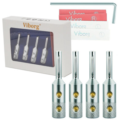 4stk Viborg Reines Kupfer Versilbert Bananenstecker Lautsprecherkabel Adapter