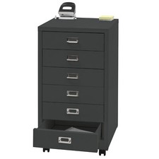 B-Ware Contenitore con Ruote MCW-L49, Armadio in Acciaio, Metallo 6 Cassetti Grigio Scuro