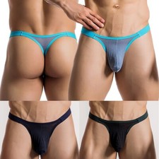 Men Sexy Low Rise Bulge Pouch Thong T-Back G-String Briefs Lingerie Underwear