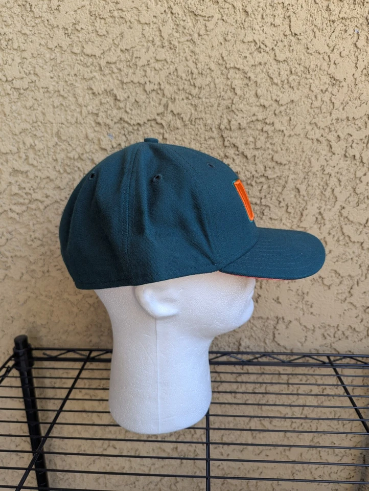 Vintage Miami Hurricanes Hat 7 7/8 Green New Era Fitted Made In USA The U - Image 2 of 4