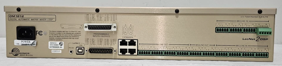 Lectrosonics DM1612 Digital Automatic Matrix Mixer + DSP - Image 4 of 4