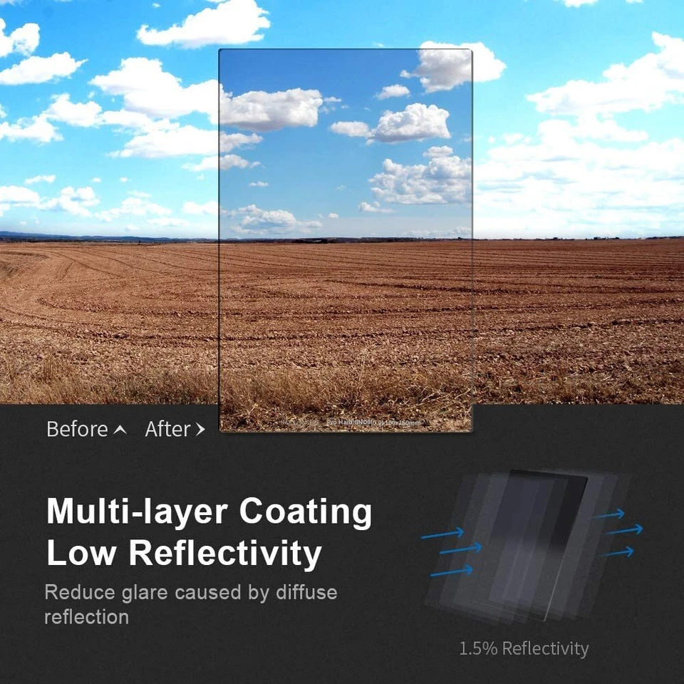 K&F Concept 100x150mm GND8 Hard Graduated Neutral Density Filter for Camera Lens - Image 3 of 4