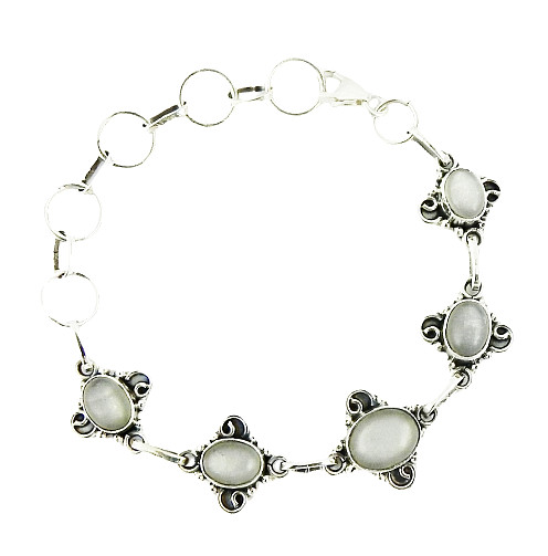 Plata de Ley Piedra Luna Preciosa Hecho a Mano Pulsera Regalo Para la Madre Día