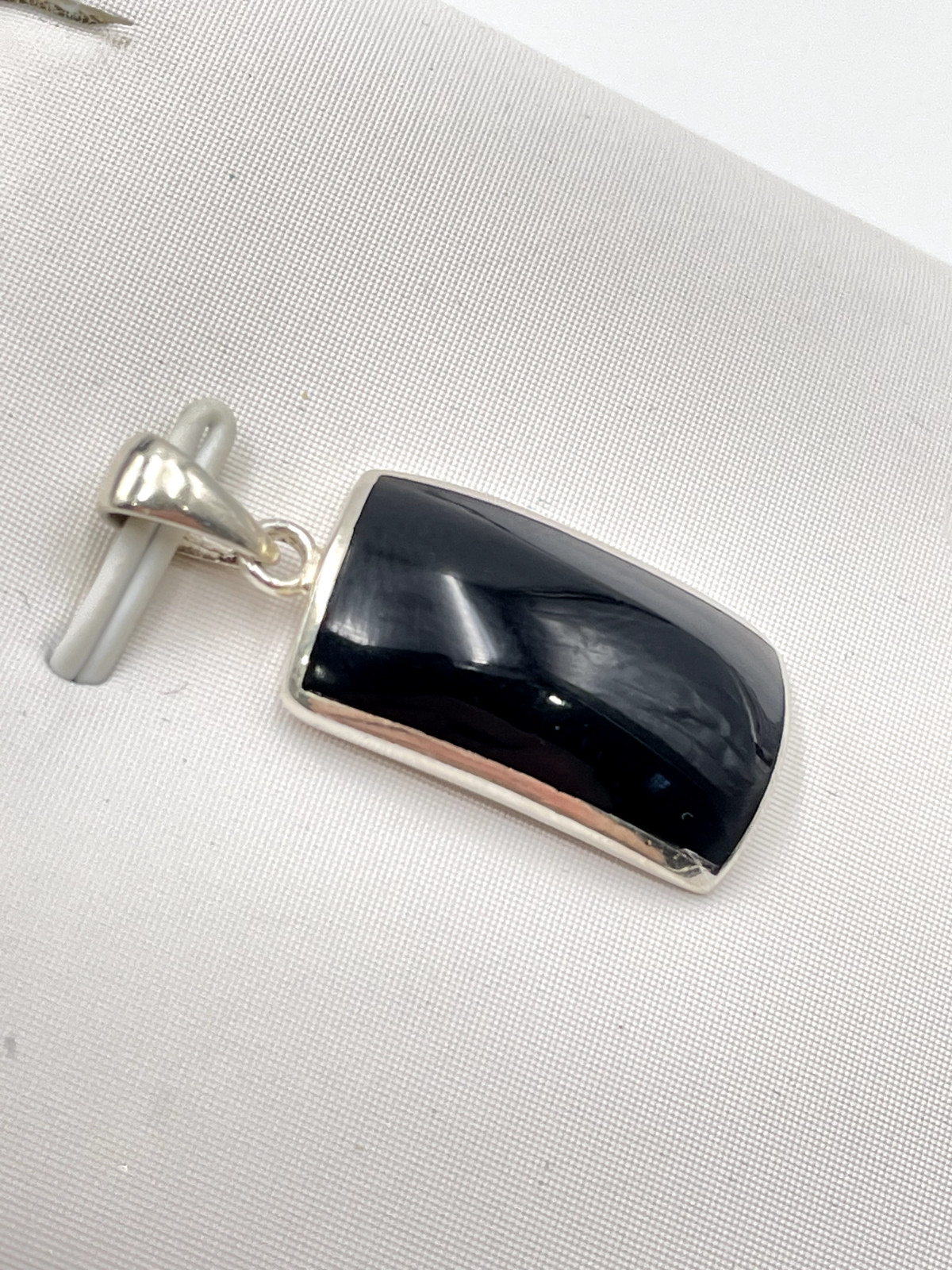 STERLING SILVER 925 RECTANGLE BLACK GEMSTONE PEND… - image 2