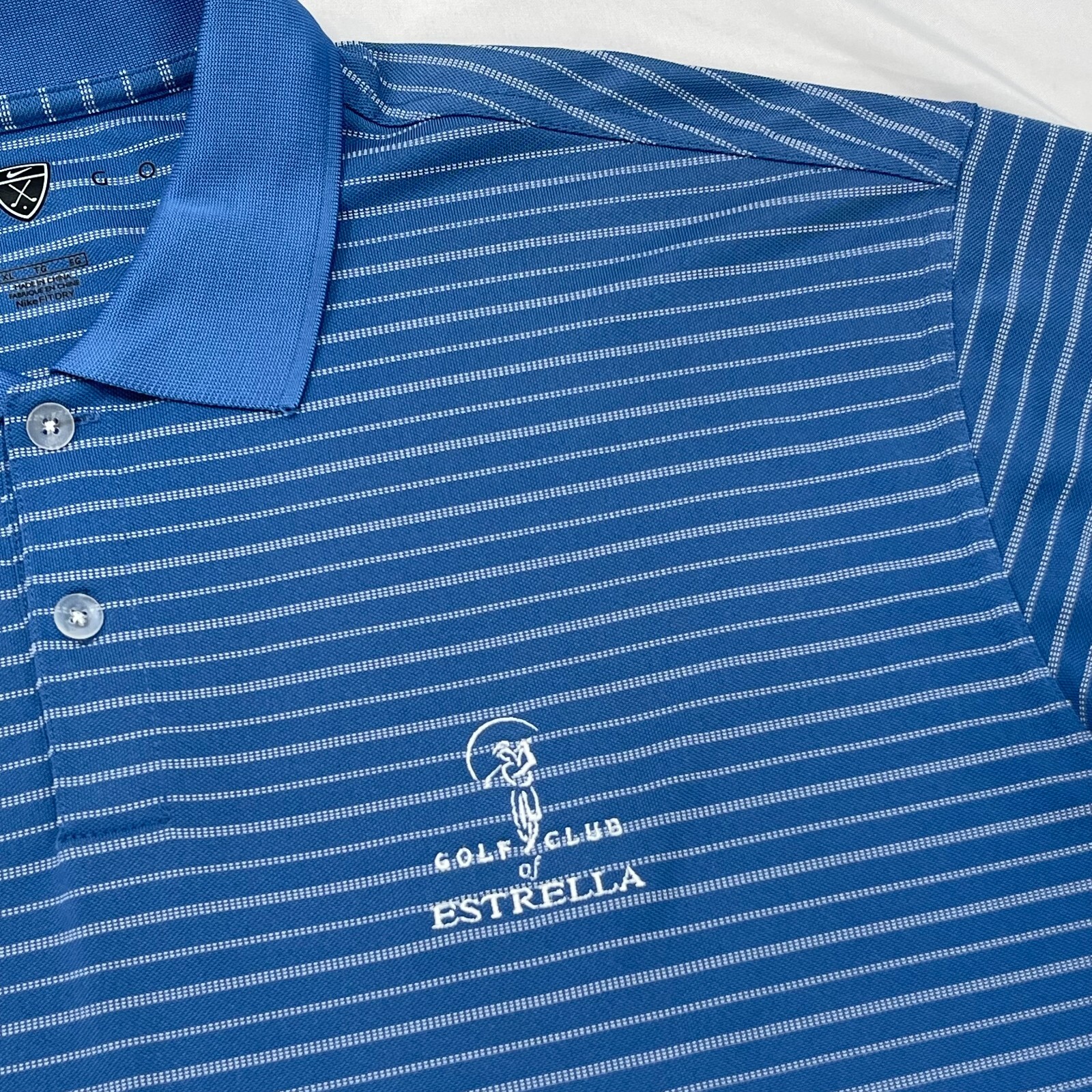 Nike Golf Polo Shirt Short Sleeve Mens XL Pique Blue White Striped 206452 thumbnail 5
