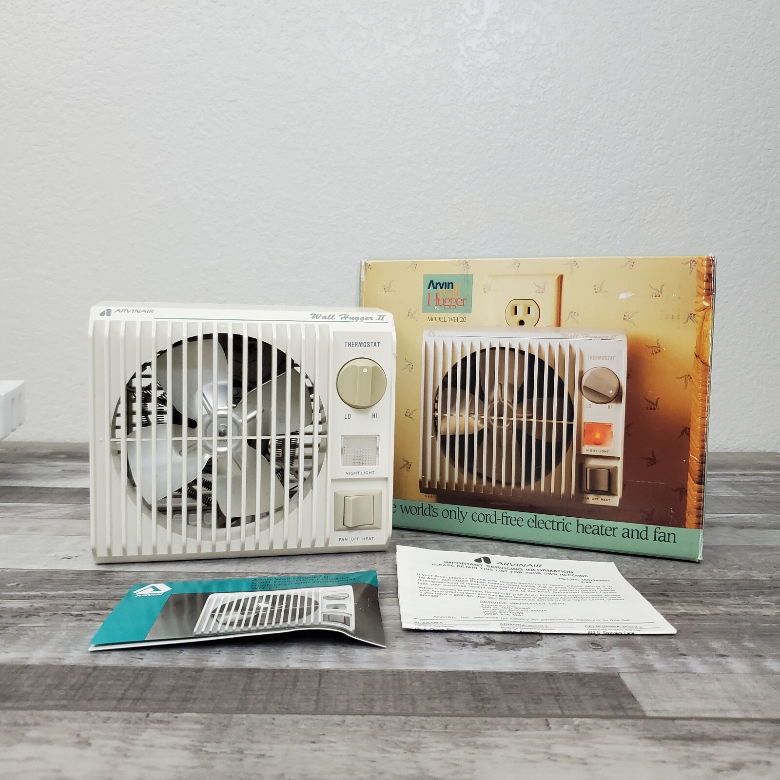 Arvinair Wall Hugger II Model WH-20 Fan Space Heater 1200W 120V RV Cordless  RARE | eBay