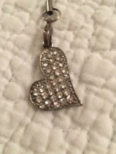 rhinestone heart cell phone charm