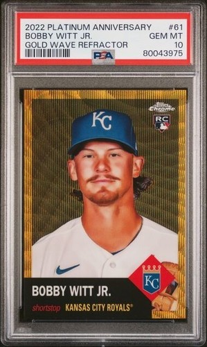2022 Topps Chrome Platinum Anniversary Bobby Witt Jr. RC Gold Wave /50 PSA 10