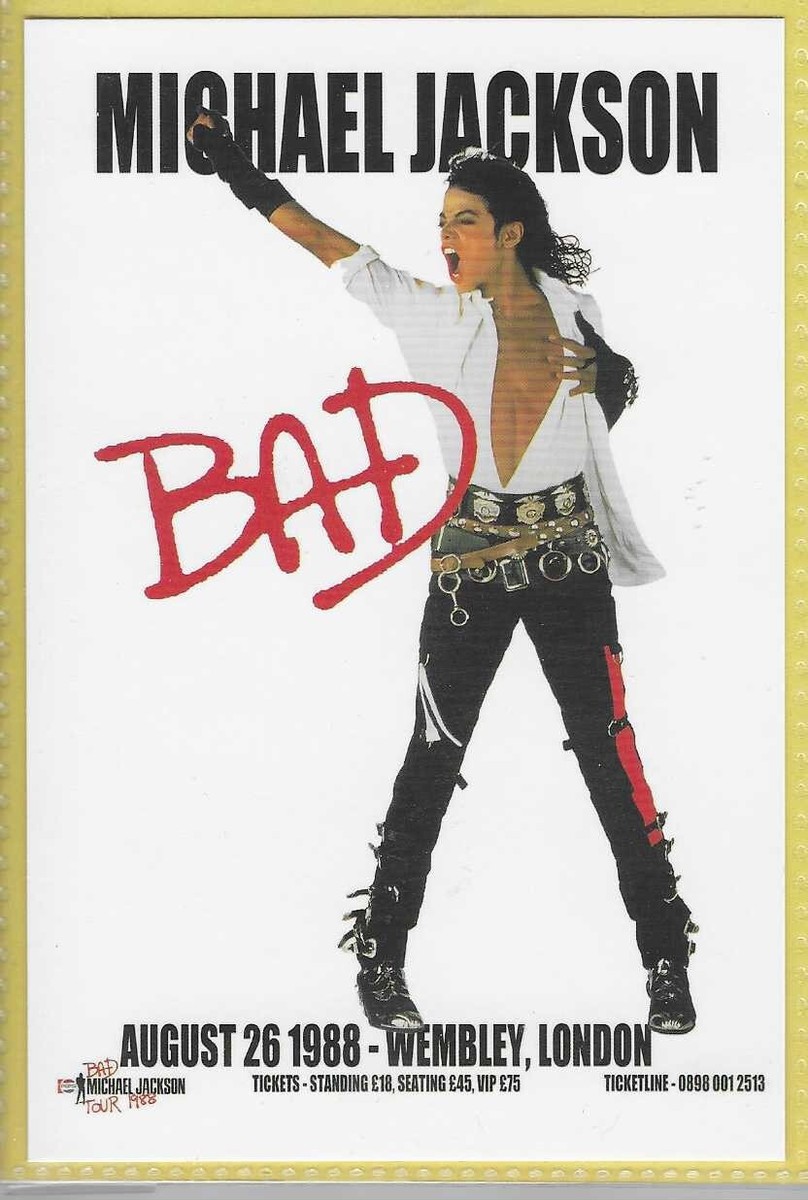 Michael Jackson Bad at Wembley Stadium 1988 Mini Poster 4x6 Re