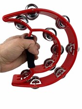Pandero Rojo Media Luna Tambourine metal plastic