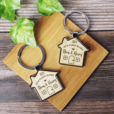 Set of Personalised Our First Home House Keyring New