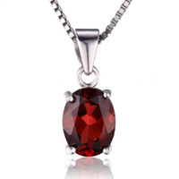 Jewelrypalace Oval 2.5ct Natural Red Garnet Birthstone Solitaire Pendant Necklac Jewelrypalace Oval 2.5ct Natural Red Garnet Birthstone Solitaire Pendant Necklac