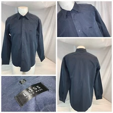 Hugo Boss Shirt 16.5 34 Blue 100% Cotton Mint Condition YGI A1-48