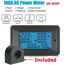 100A AC LCD Digital Volt Watt Power Voltage Meter Monitor KWh Voltmeter Ammeter