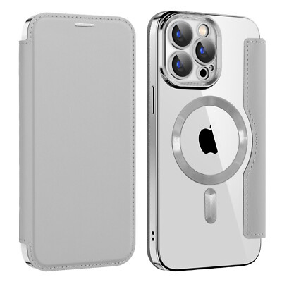 For iPhone 17 Pro Max 16 15 14 13 12 Magnetic Leather Wallet Case Mag Safe Cover