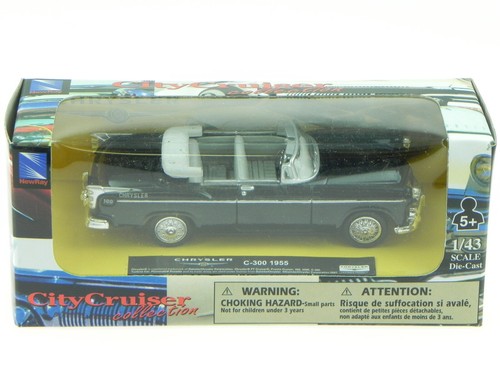 Chrysler C-300 convertible 1955 negro coche en miniatura NewRay 1:43 - Imagen 4 de 4
