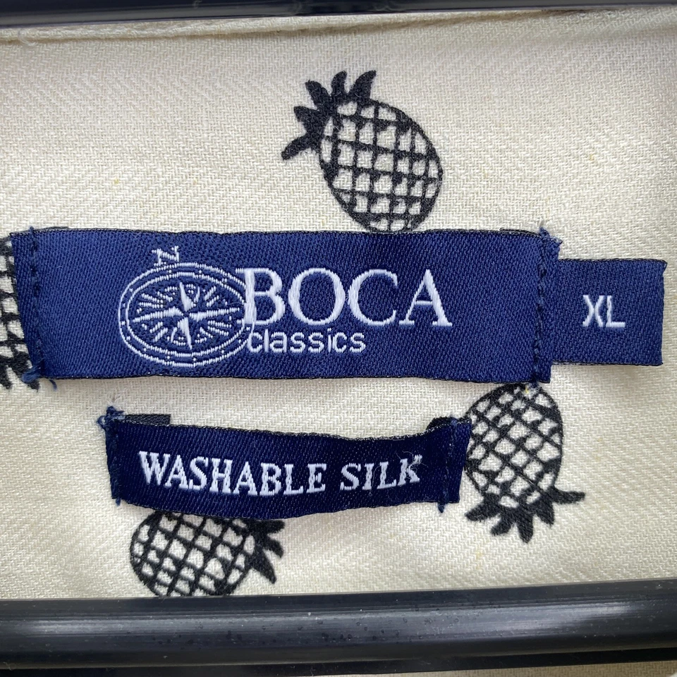 Camisa de seda Boca Classics Island Wear para hombre piñas hawaianas XL Foto 4 de 4