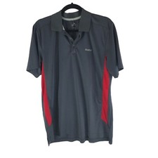 Reebok Mens Polo Shirt Logo Short Sleeve Gray Red L