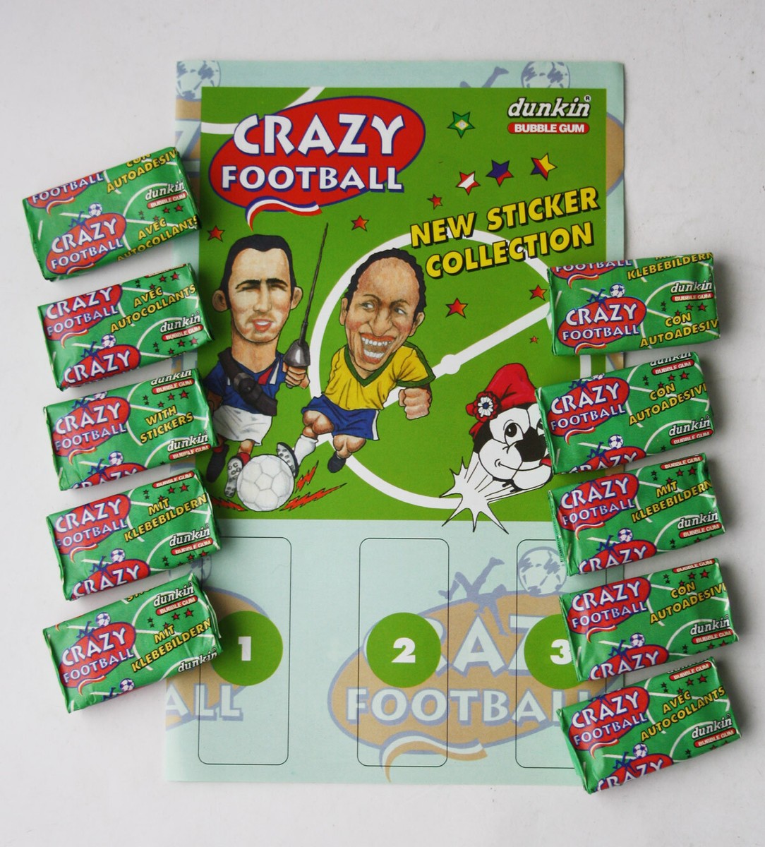 アイズ爆誕 DVD パスステッカー セット 10X VINTAGE DUNKIN CRAZY FOOTBALL STICKER GUM WORLD CUP 98 NEW