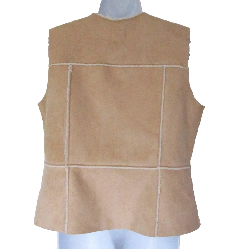 RUBY Rd. Womens size 10 Beige Toggled Sherpa Fleece Lined Vest Bust: 40" - Image 3 of 4