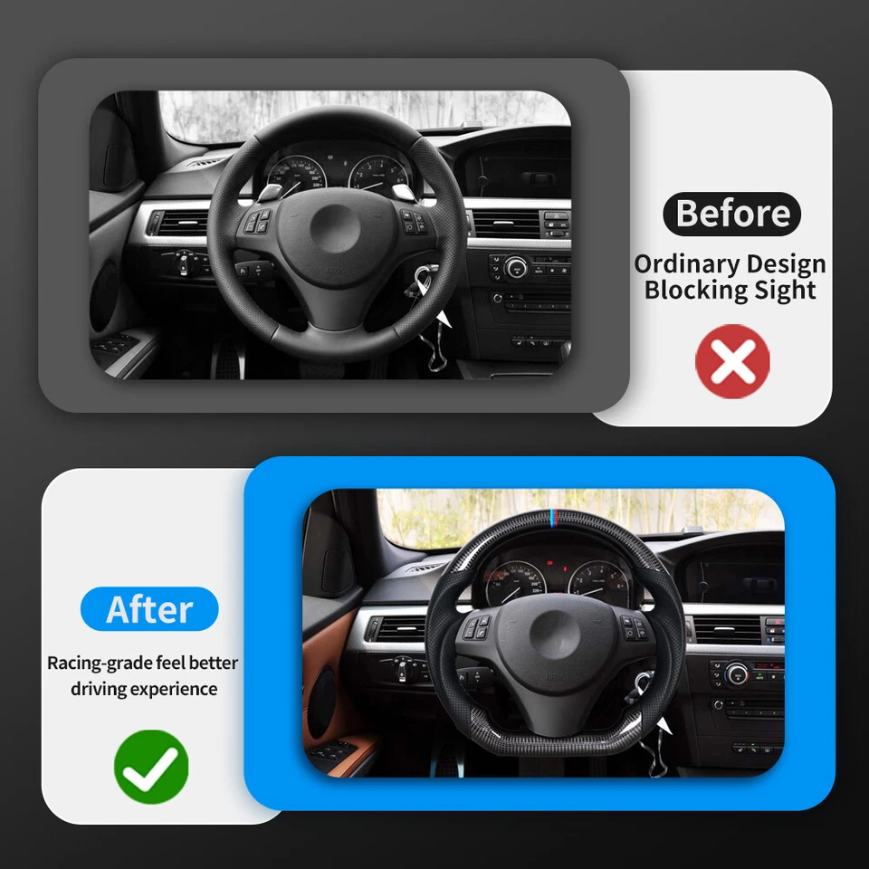 🔥Volante de fibra de carbono para BMW E90 E92 E93 M3 328i 335i manual 2005-2013 Foto 3 de 4