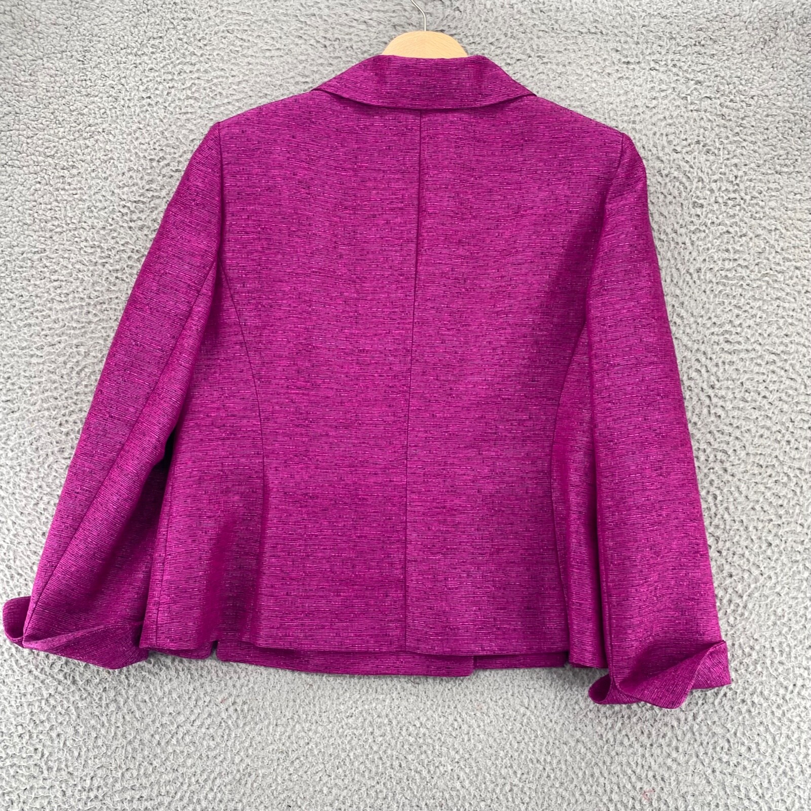 Kasper Blazer Womens 12 Petite Magenta Asymmetric Double Breasted Button Office