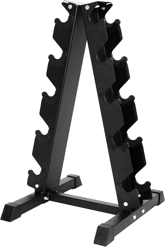 Mancuerna hexagonal cubierta de goma con estante Foto 2 de 3