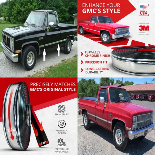 Cromada Moldura Lateral Camioneta Para 1973-1987 Chevy GMC Suburban Cinta 312"