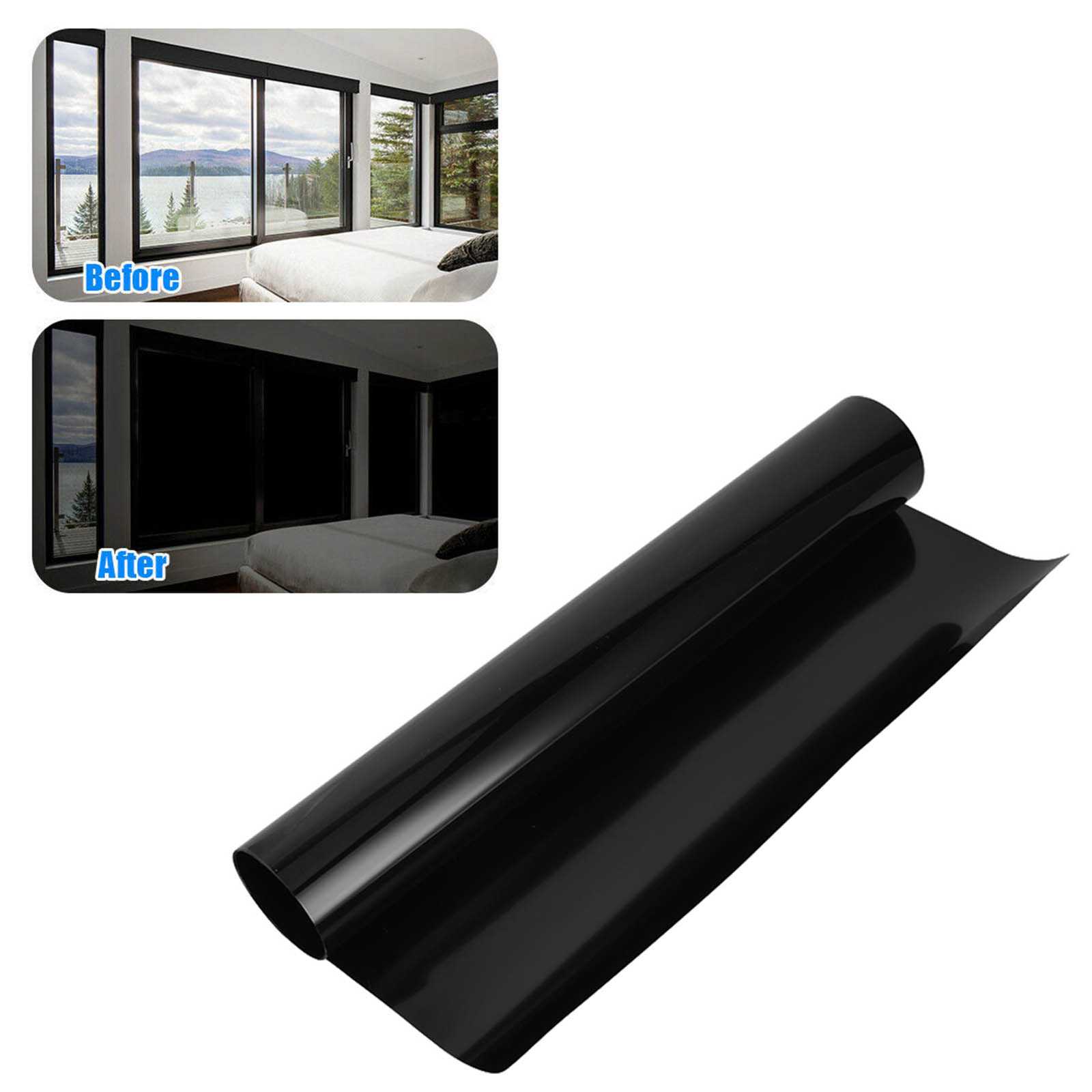 Full Blackout Window Film 100 Light Blocking Static Cling Total Blackout eBay