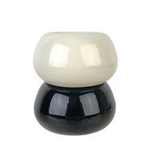 MCM Russel Wright ? Black White Ceramic Salt Pepper Shaker Set