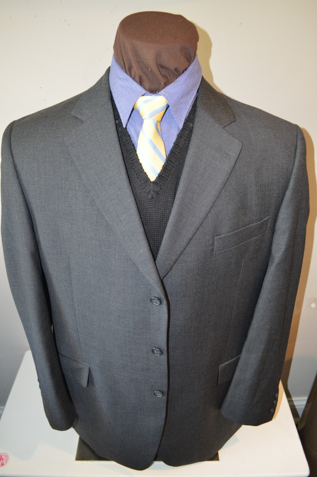 Jack Victor mens 3btn solid dark gray wool sport … - image 2