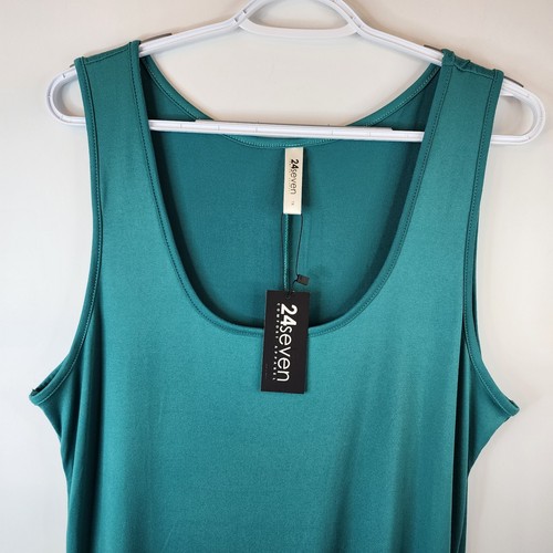 24seven Comfort Apparel Maxi Sleeveless Green Dress Womens Plus Size 1X A-Line - Picture 2 of 8