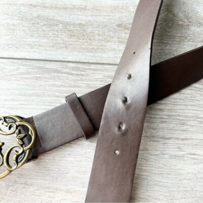 Vintage Jacob Jr Brown Leather Rhinestones Floral Buckle Belt Vintage Jacob Jr Brown Leather Rhinestones Floral Buckle  main image 2