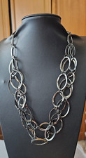 Daisy Fuentes multi strand gun metal oval link Necklace 18"