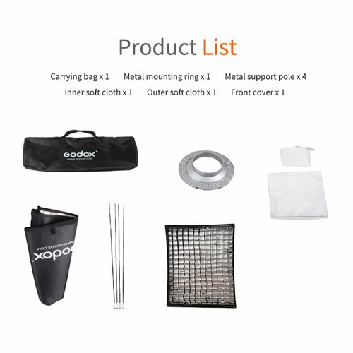UK Godox 35*160cm 14"x 63" Grid Honeycomb Softbox Bowens Mount for Studio Flash - Picture 6 of 12