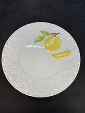 Sanor Ceramica Portugal Salad Plate White Embossed Majolica Basket Weave