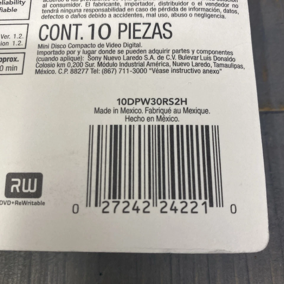 Sony DVD Plus RW Spindle Skin 10 Pack, 30 min 1.4GB Brand New Sealed - Image 4 of 4