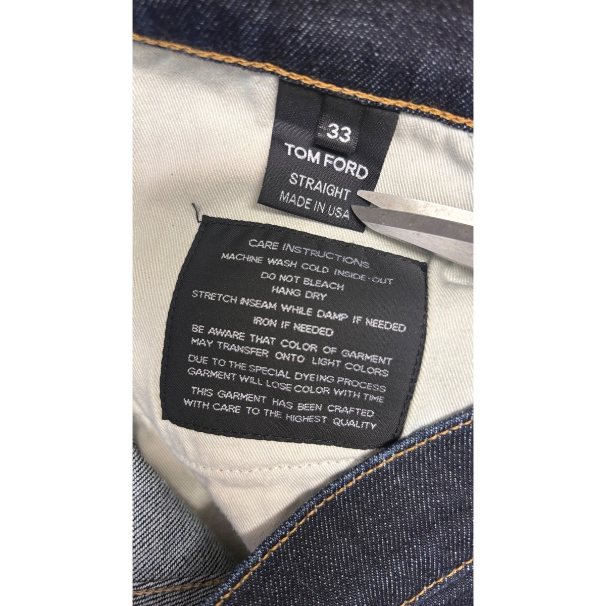 Tom Ford Jeans Straight Leg Stretch Denim Men Size 33 x 29 Dark