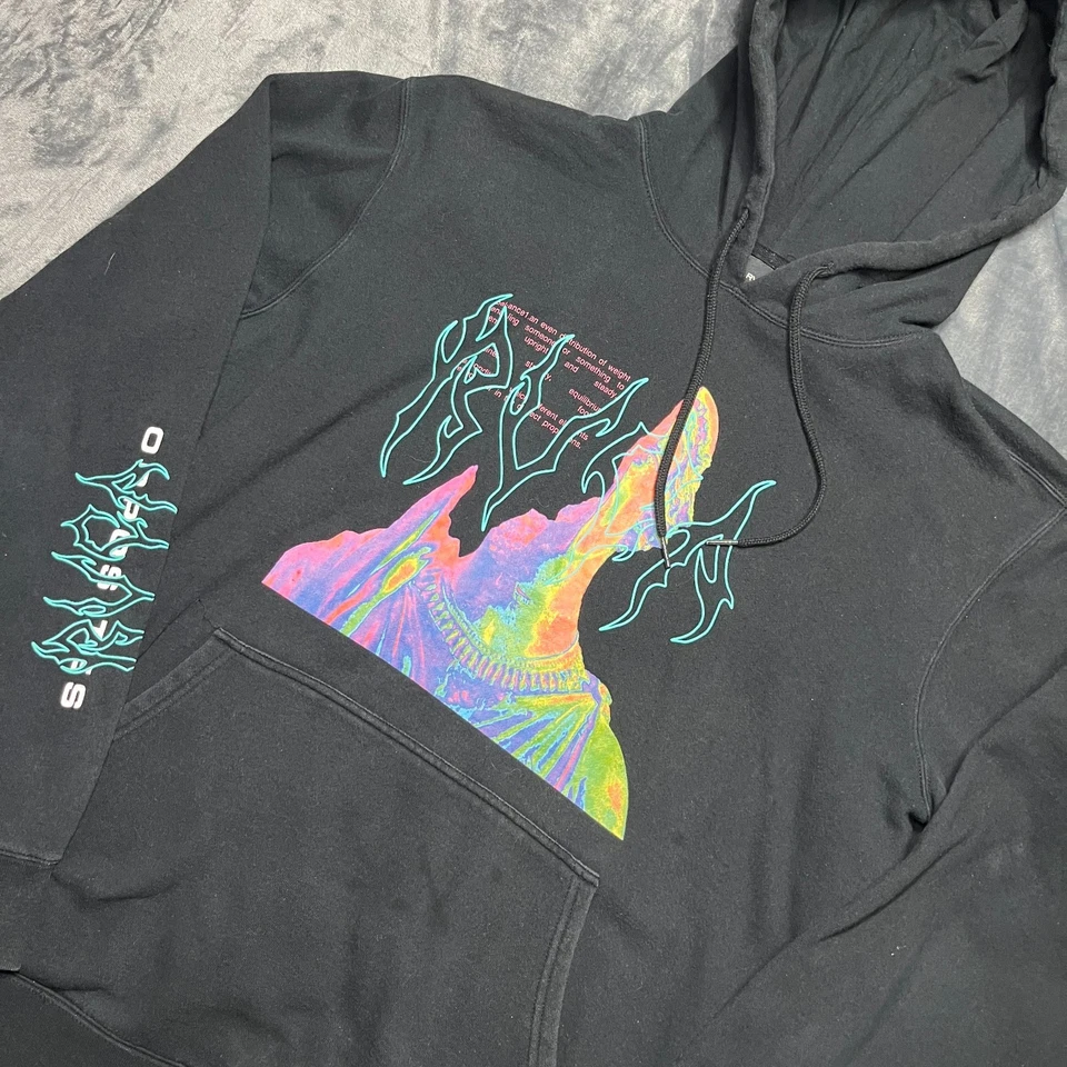 RARO RVCA Moletom com Capuz Masculino Médio Preto Estampa Gráfica Death Metal Marcus Aurelius - Imagem 2 de 4