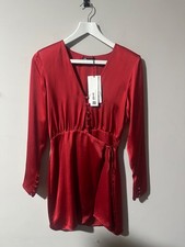 Zara Dress Mid Length Satin Wrap Red Size 8 with defect BNWT
