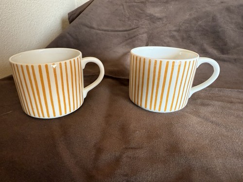 Vintage Rorstrand Kadett Yellow striped Cup Sweden Mid Century Design Set Of 2
