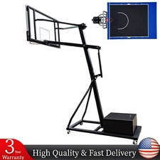 18x24x10 FT Basketball Court Mobile Basketball Hoop with Heavy-duty Wheeled Base