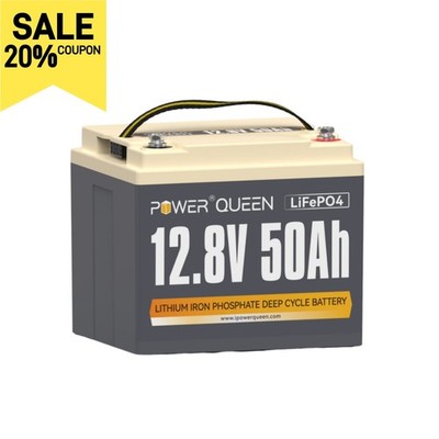 Power Queen 12V 50Ah LiFePO4 Akku Lithium Batterie 640Wh für Solar Off-grid