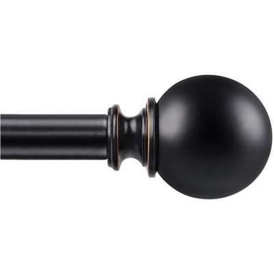 Long Black Curtain Rods 72 to 144 Inches, Durable Heavy Duty Design with Finials