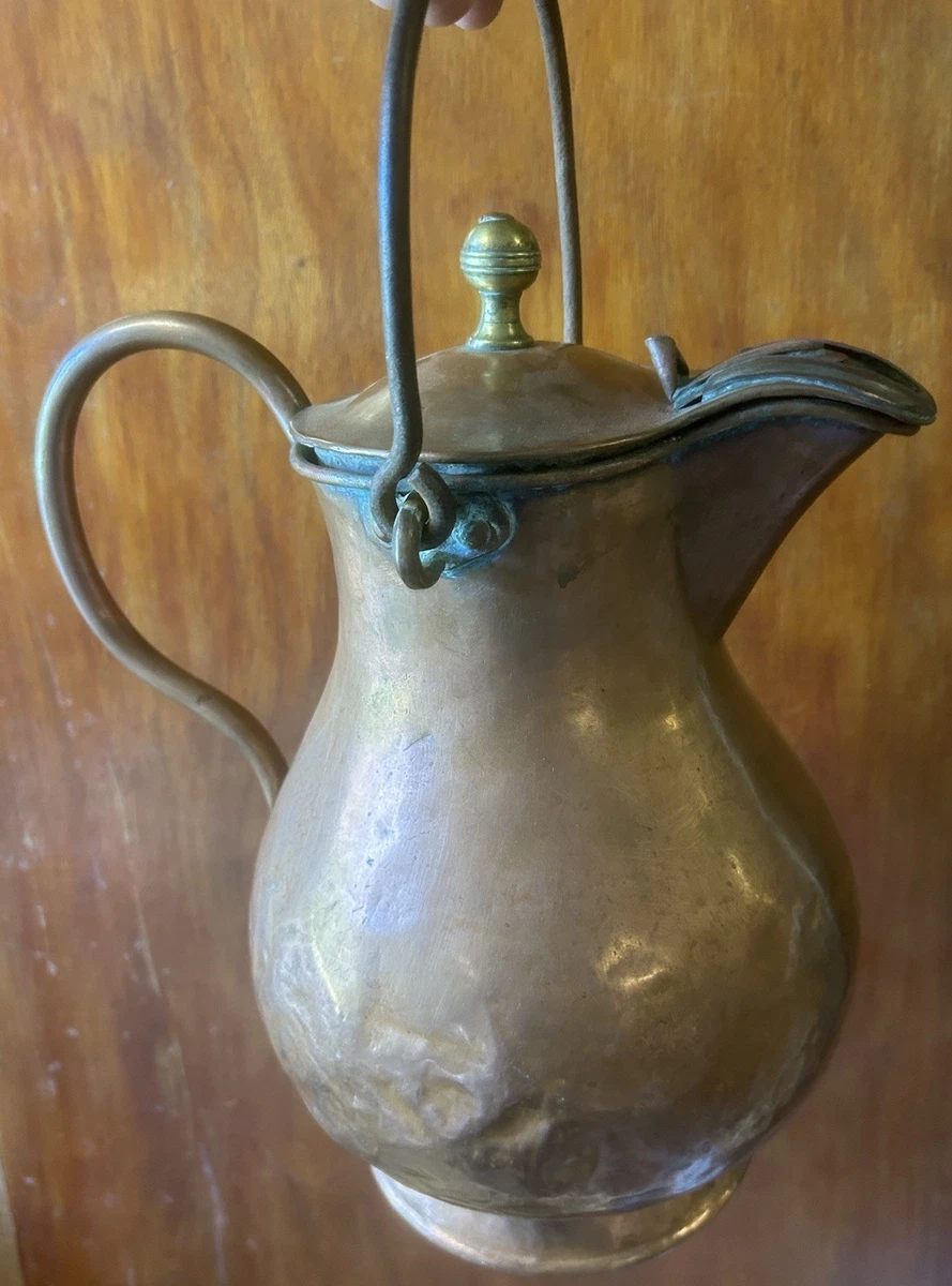 ANCIENNE GRANDE Cruche Pot Broc En Cuivre Avec Anse Et Bec Verseur EUR