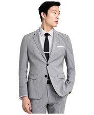 Hugo Boss Mens Modern fit Suit Jacket Blazer 46 R Light Grey Solid Stretch Wool